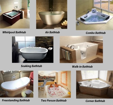 Infographic on Types of Bathtub by Leisure Concepts